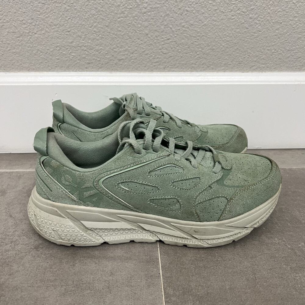 Hoka One One Clifton L Suede Mens Size 9/Womens 10 Green Sneakers Shoes